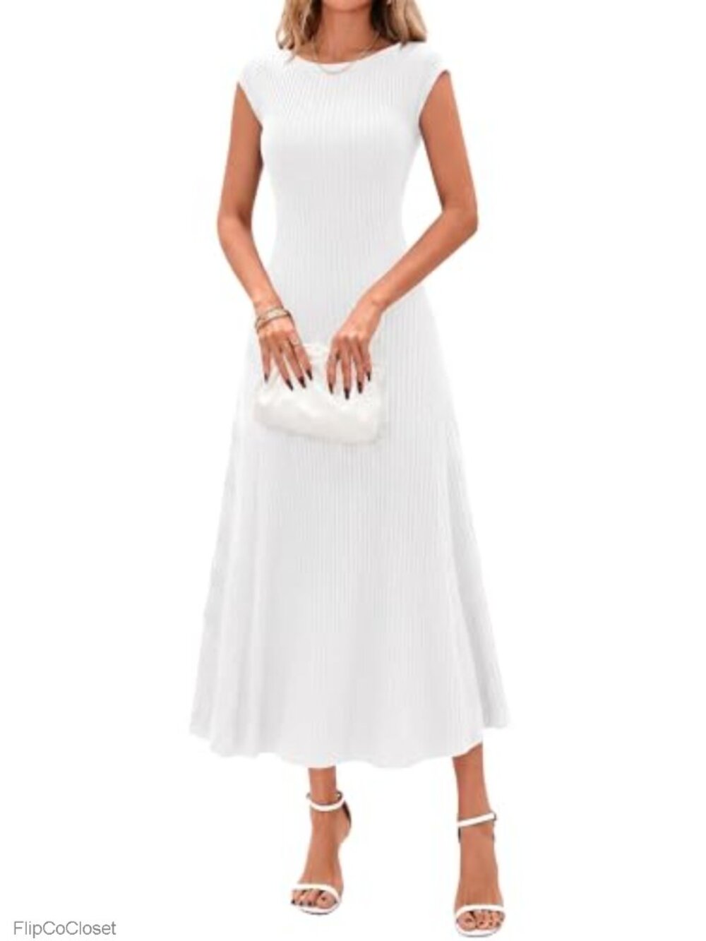 Asymmetrical Neck Short Sleeve Pleated Knit Midi Dress
